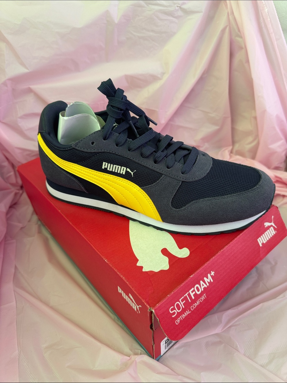 Puma Navy and Yellow Retro Runner
